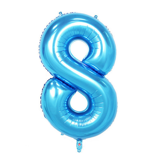 Balon din Folie, Cifra 8, 81 cm, Pentru Aer sau Heliu, Bulk, Albastru