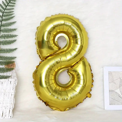 Balon din Folie, Cifra 8, 81 cm, Pentru Aer sau Heliu, Bulk, Auriu