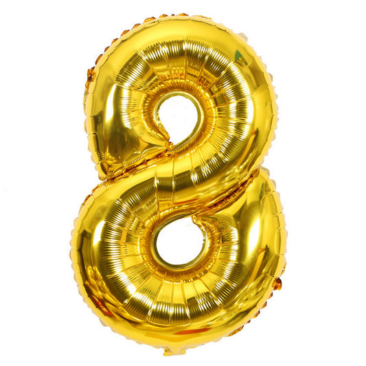 Balon din Folie, Cifra 8, 81 cm, Pentru Aer sau Heliu, Bulk, Auriu