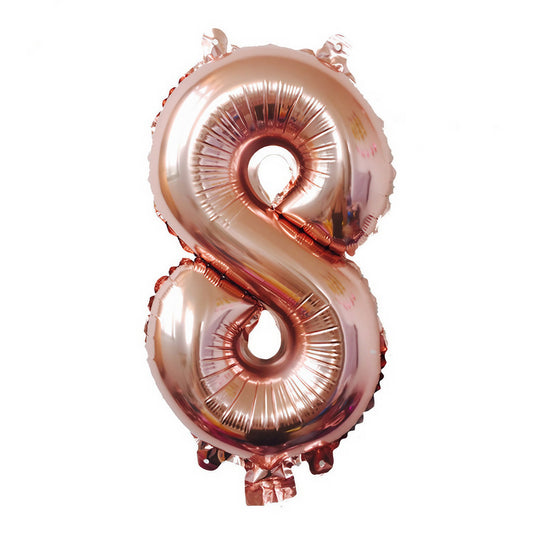 Balon din Folie, Cifra 8, 81 cm, Pentru Aer sau Heliu, Bulk, Roz Auriu