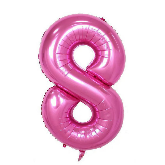 Balon din Folie, Cifra 8, 81 cm, Pentru Aer sau Heliu, Bulk, Roz