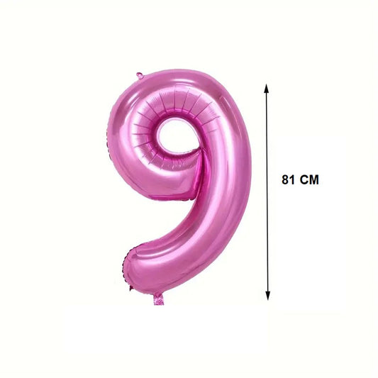 Balon din Folie, Cifra 9, 81 cm, Pentru Aer sau Heliu, Bulk, Mov