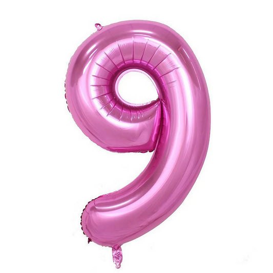Balon din Folie, Cifra 9, 81 cm, Pentru Aer sau Heliu, Bulk, Mov