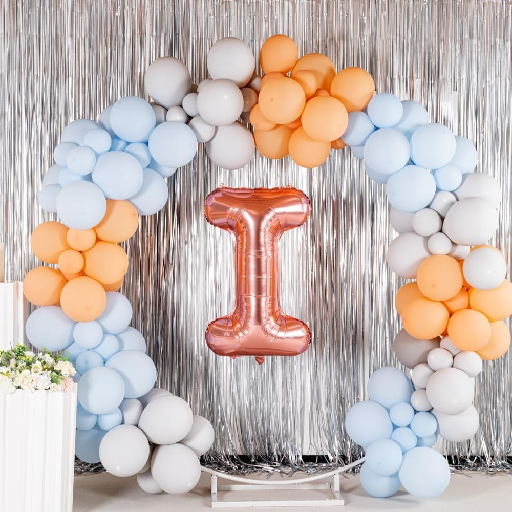 Balon Folie Metalizata Litera I, 100 cm, Umflati cu Heliu sau Aer, Ambalaj Individual, Pai inclus, Rose Gold