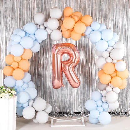 Balon Folie Metalizata Litera R, 100 cm, Umflati cu Heliu sau Aer, Ambalaj Individual, Pai inclus, Rose Gold