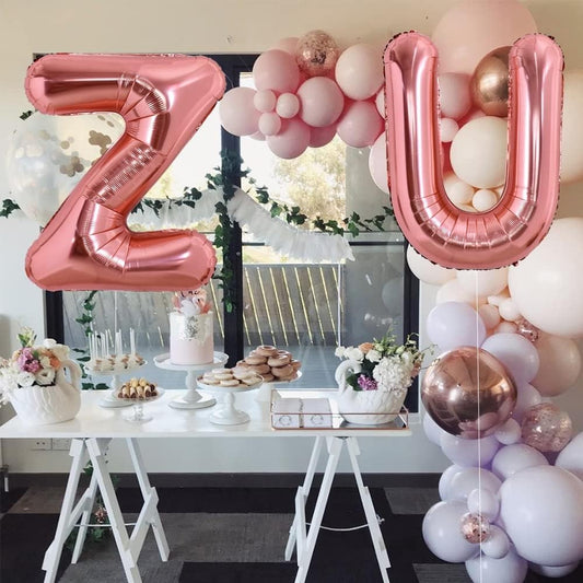 Balon Folie Metalizata Litera U, 100 cm, Umflati cu Heliu sau Aer, Ambalaj Individual, Pai inclus, Rose Gold