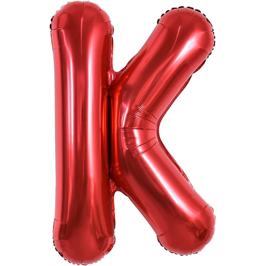 Balon Folie Metalizata Litera K, 40 cm, Umflati cu Heliu sau Aer, Ambalaj Individual, Pai inclus, Rosu