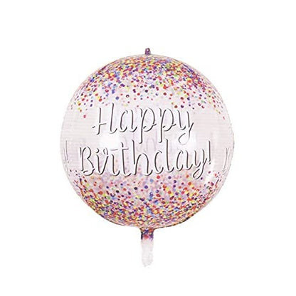 Balon din Folie Metalizata, Figurina Rotunda 4D, Model Happy Birthday, Tema Aniversare, 24 x 63 cm, Ambalaj Individual, Pai inclus, Umflare cu Aer sau Heliu, Maro