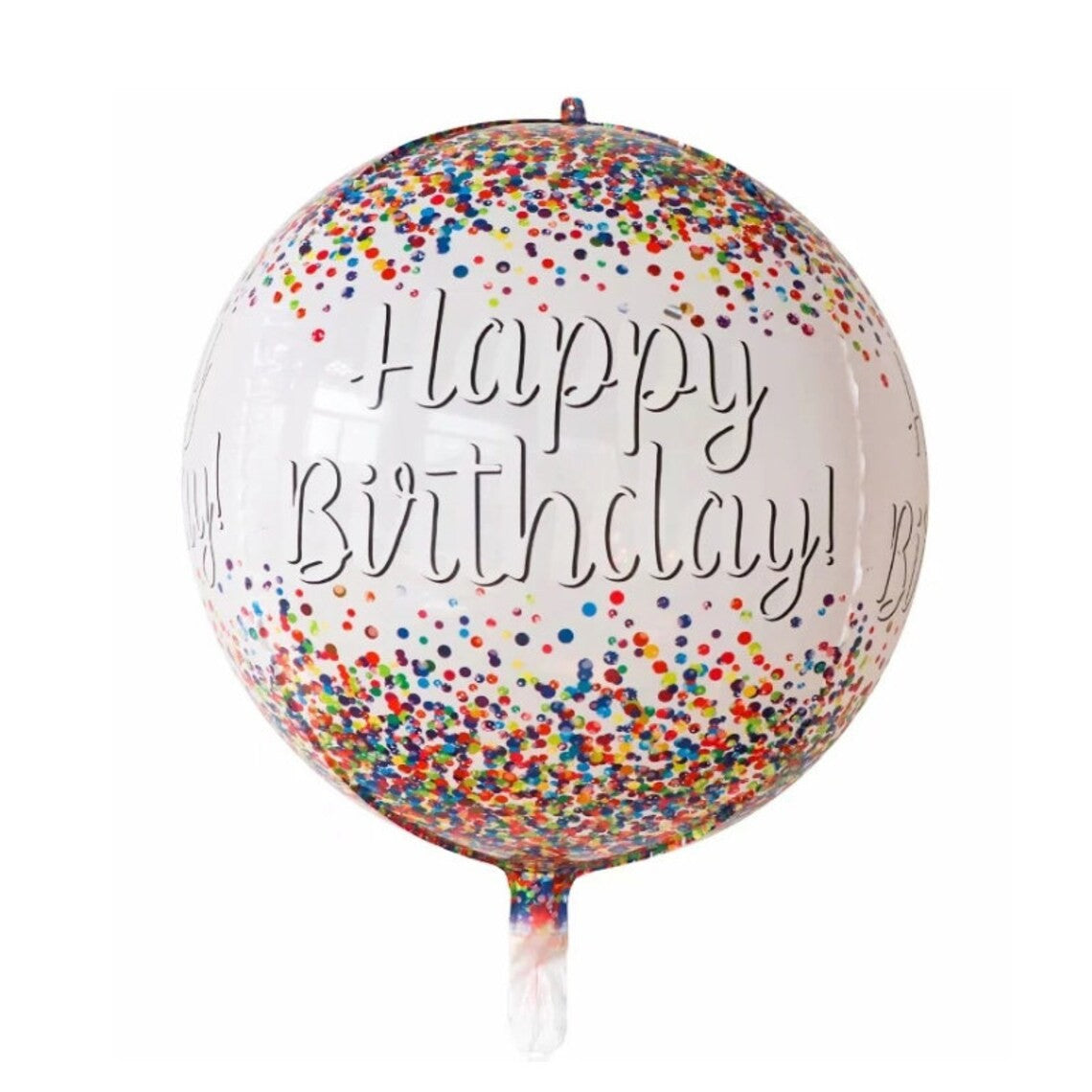 Balon din Folie Metalizata, Figurina Rotunda 4D, Model Happy Birthday, Tema Aniversare, 24 x 63 cm, Ambalaj Individual, Pai inclus, Umflare cu Aer sau Heliu, Maro