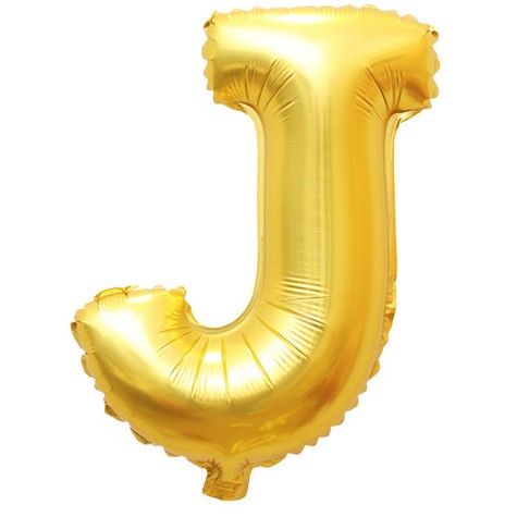 Balon Folie Metalizata Litera J, 80 cm, Umflati cu Heliu sau Aer, Ambalaj Individual, Pai inclus, Auriu