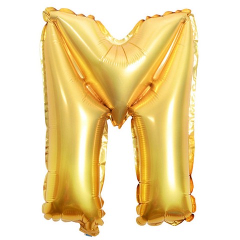 Balon Folie Metalizata Litera M, 80 cm, Umflati cu Heliu sau Aer, Ambalaj Individual, Pai inclus, Auriu