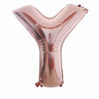 Balon Folie Metalizata Litera Y, 80 cm, Umflati cu Heliu sau Aer, Ambalaj Individual, Pai inclus, Rose Gold