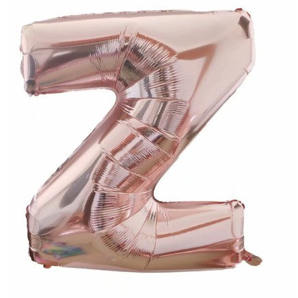 Balon Folie Metalizata Litera Z, 80 cm, Umflati cu Heliu sau Aer, Ambalaj Individual, Pai inclus, Rose Gold