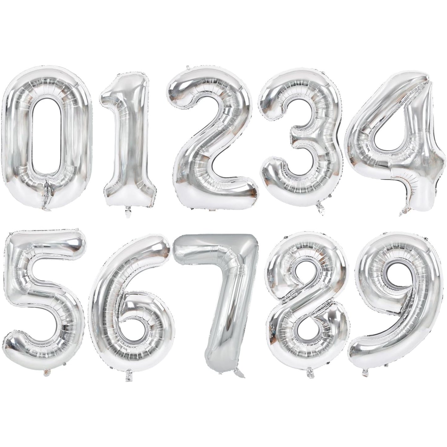 Balon din Folie Metalizata, Figurina Cifra, Tema Aniversare 100 cm, Ambalaj Individual, Pai inclus, Umflare cu Aer sau Heliu, Argintiu, Cifra 1