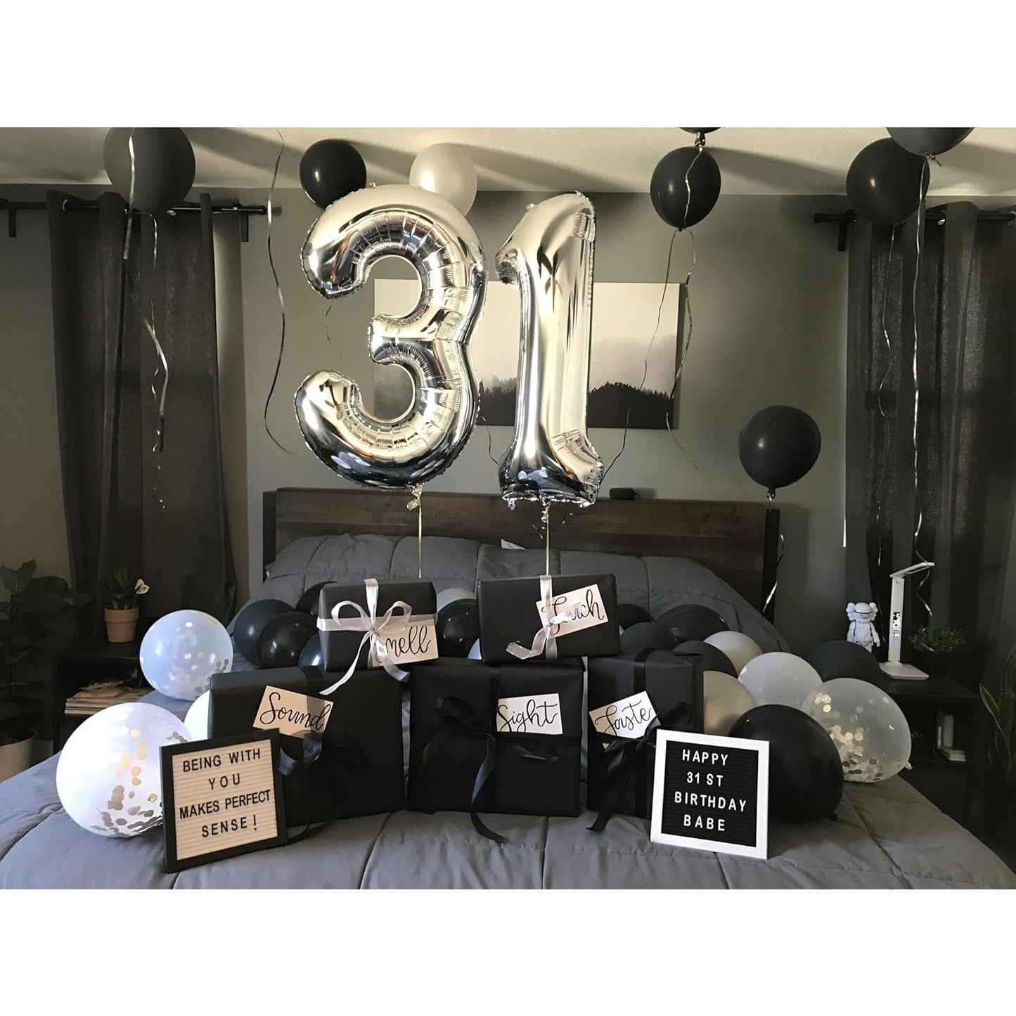 Balon din Folie Metalizata, Figurina Cifra, Tema Aniversare 100 cm, Ambalaj Individual, Pai inclus, Umflare cu Aer sau Heliu, Argintiu, Cifra 3