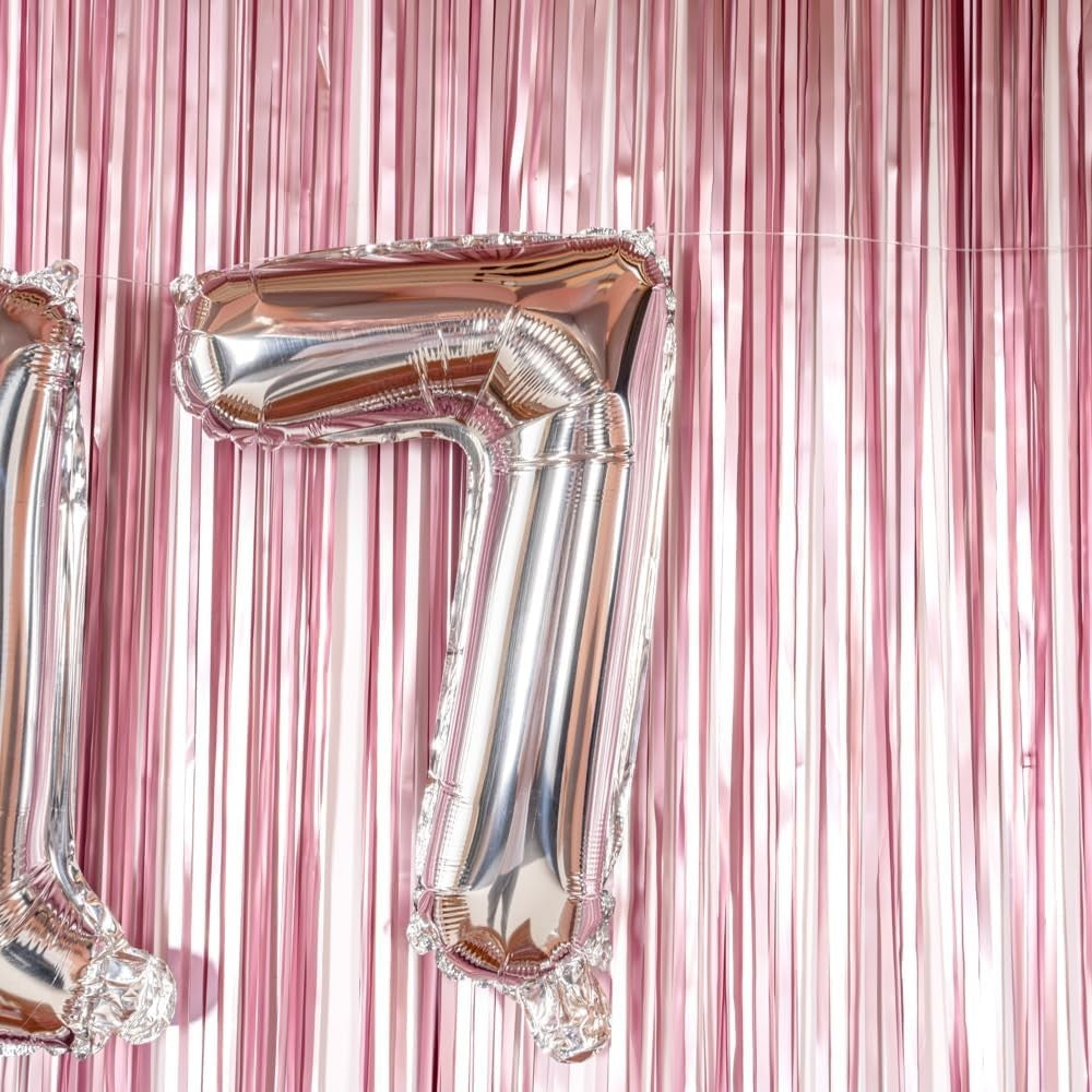 Balon din Folie Metalizata, Figurina Cifra, Tema Aniversare 100 cm, Ambalaj Individual, Pai inclus, Umflare cu Aer sau Heliu, Argintiu, Cifra 7