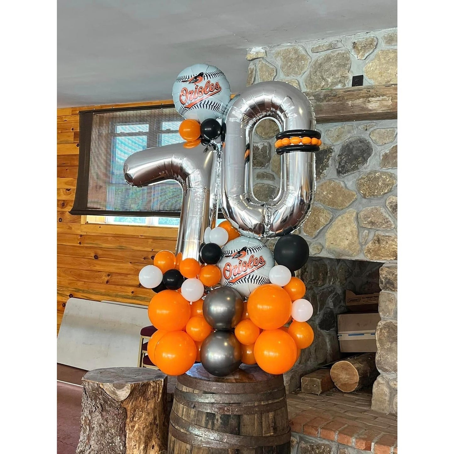 Balon din Folie Metalizata, Figurina Cifra, Tema Aniversare 100 cm, Ambalaj Individual, Pai inclus, Umflare cu Aer sau Heliu, Argintiu, Cifra 7
