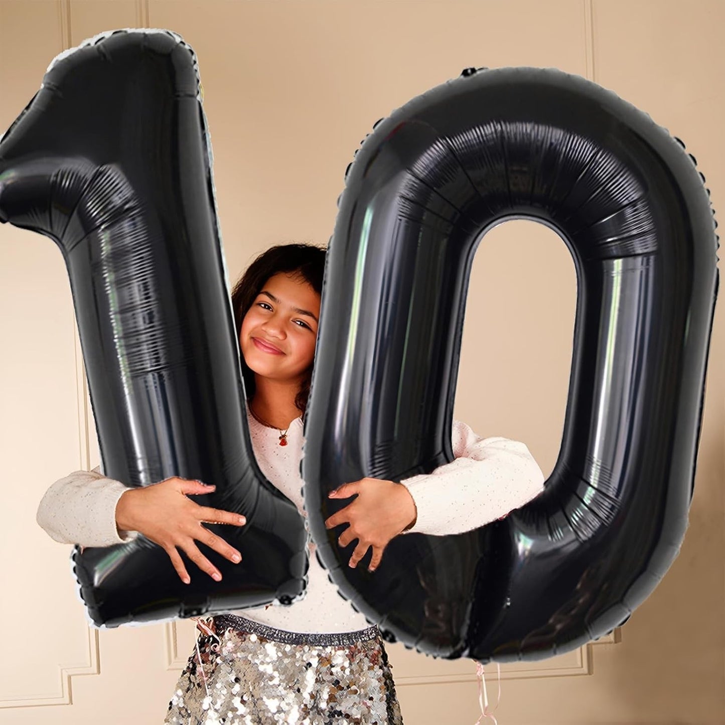 Balon din Folie Metalizata, Figurina Cifra, Tema Aniversare 100 cm, Ambalaj Individual, Pai inclus, Umflare cu Aer sau Heliu, Negru, Cifra 0