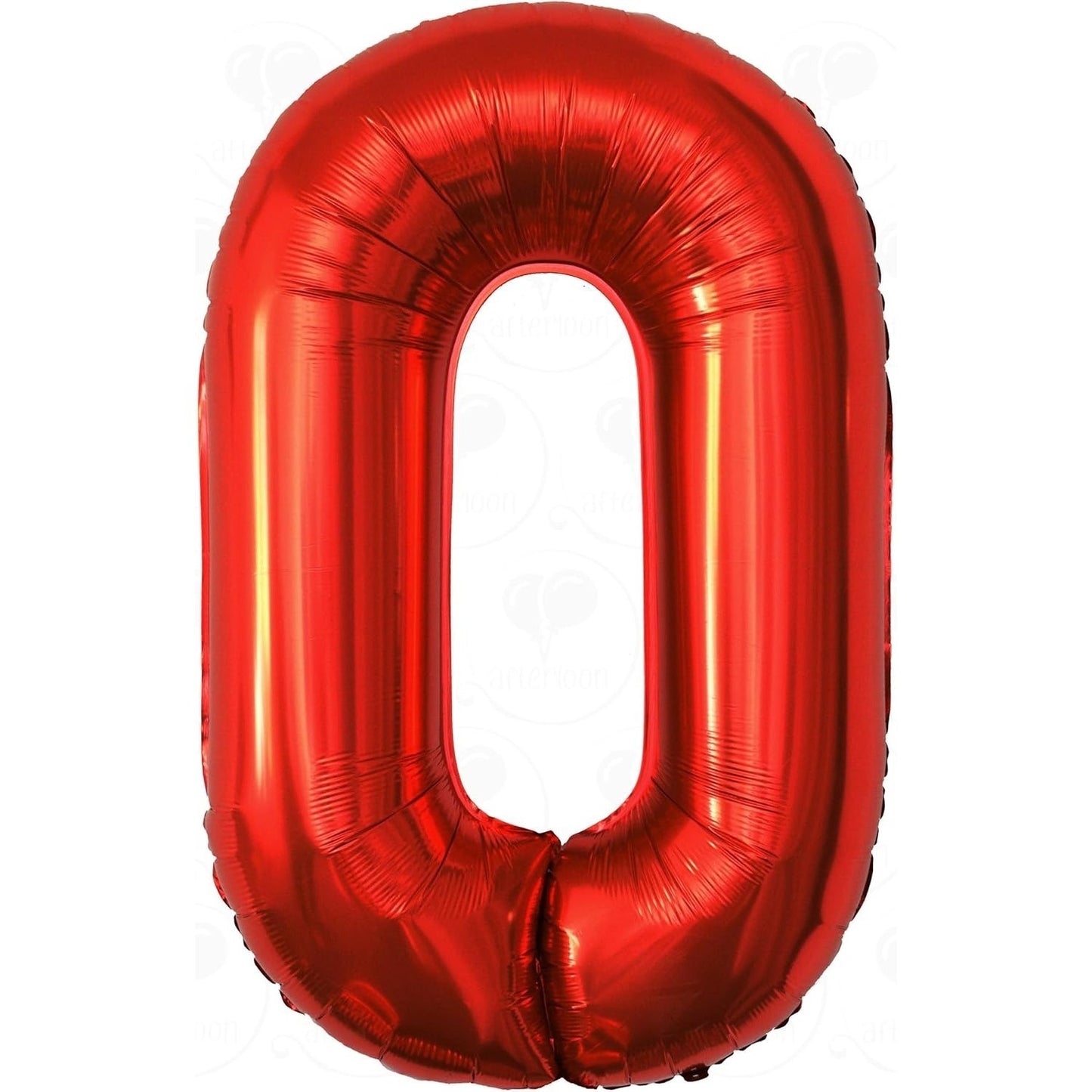 Balon din Folie Metalizata, Figurina Cifra, Tema Aniversare 100 cm, Ambalaj Individual, Pai inclus, Umflare cu Aer sau Heliu, Rosu, Cifra 0