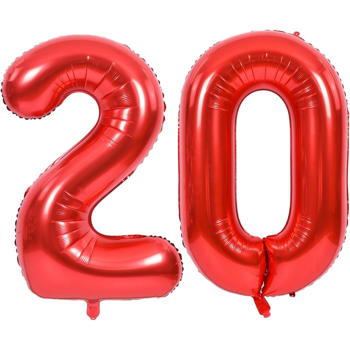 Balon din Folie Metalizata, Figurina Cifra, Tema Aniversare 100 cm, Ambalaj Individual, Pai inclus, Umflare cu Aer sau Heliu, Rosu, Cifra 2