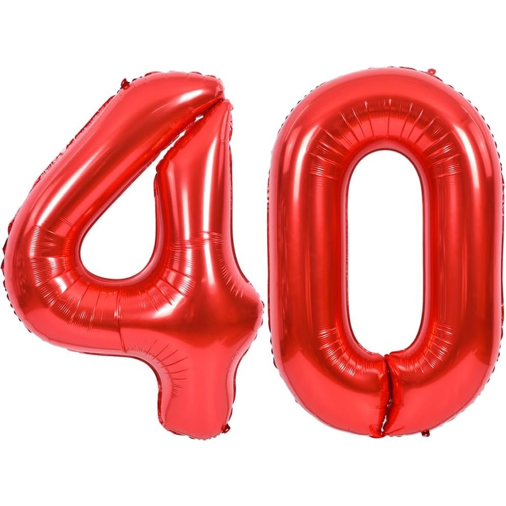 Balon din Folie Metalizata, Figurina Cifra, Tema Aniversare 100 cm, Ambalaj Individual, Pai inclus, Umflare cu Aer sau Heliu, Rosu, Cifra 4