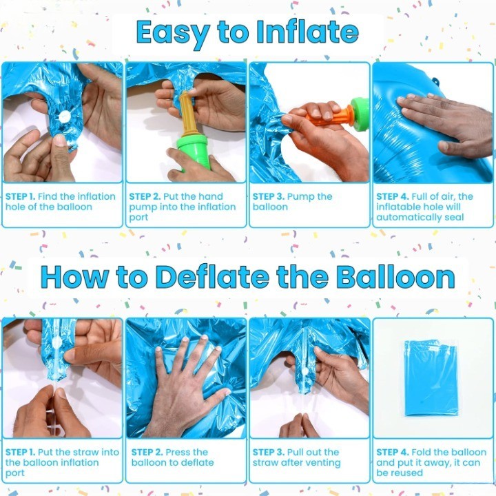 Balon din Folie Metalizata, Figurina Cifra, Tema Aniversare 100 cm, Ambalaj Individual, Pai inclus, Umflare cu Aer sau Heliu, Albastru, Cifra 6
