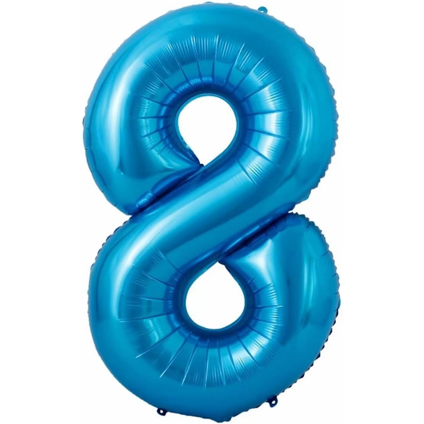 Balon din Folie Metalizata, Figurina Cifra si Coroana, Tema Aniversare 100 cm, Ambalaj Individual, Pai inclus, Umflare cu Aer sau Heliu, Albastru, Cifra 8