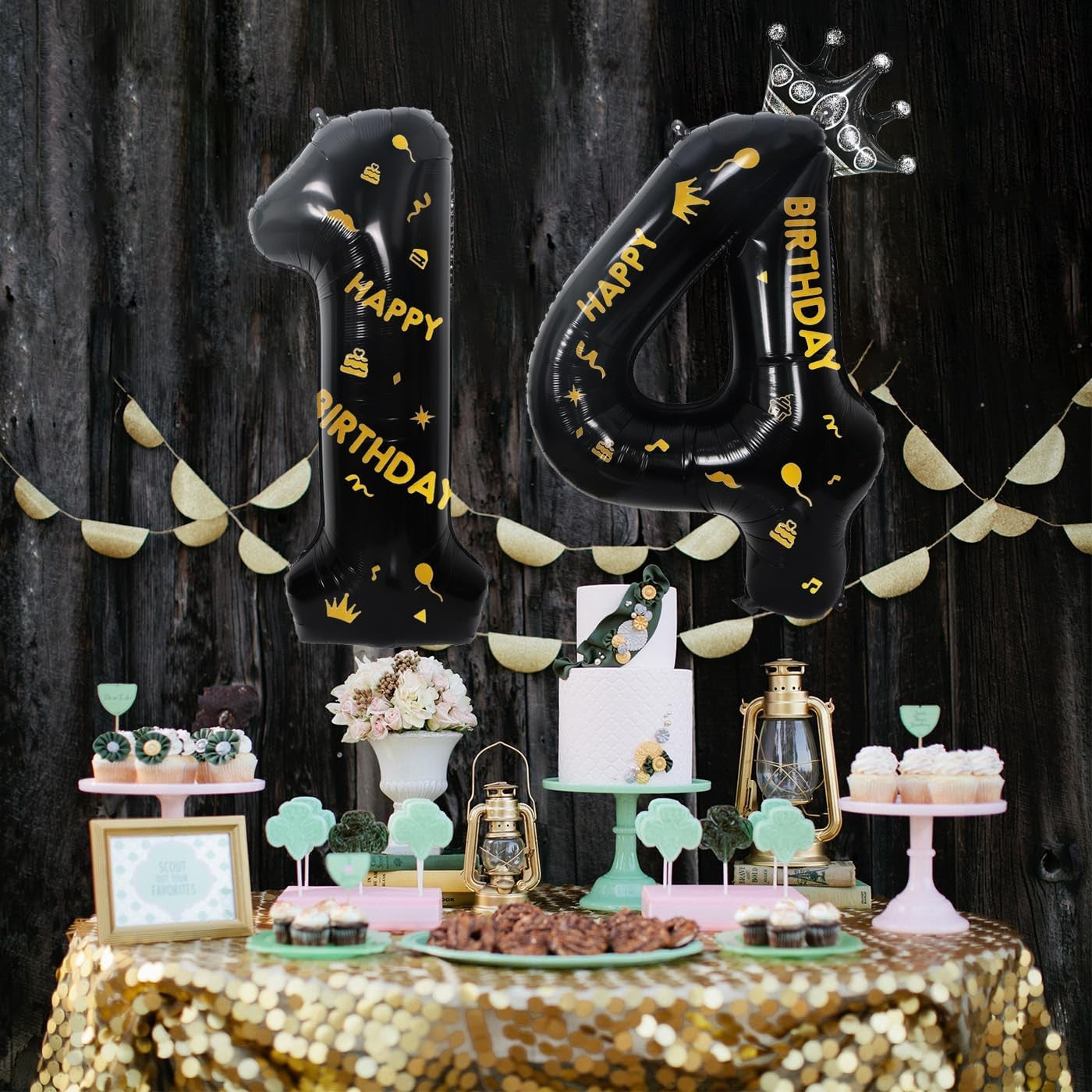 Balon din Folie Metalizata, Figurina Cifra, Scris Happy Birthday, Tema Aniversare 100 cm, Ambalaj Individual, Pai inclus, Umflare cu Aer sau Heliu, Negru, Cifra 1