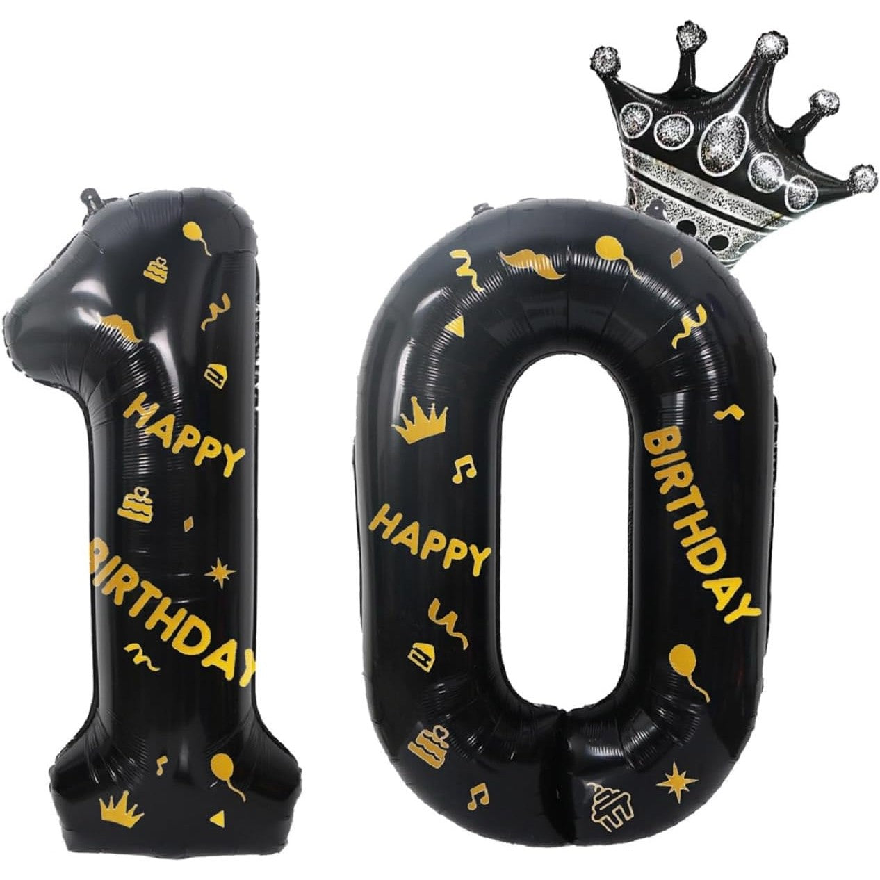Balon din Folie Metalizata, Figurina Cifra, Scris Happy Birthday, Tema Aniversare 100 cm, Ambalaj Individual, Pai inclus, Umflare cu Aer sau Heliu, Negru, Cifra 1