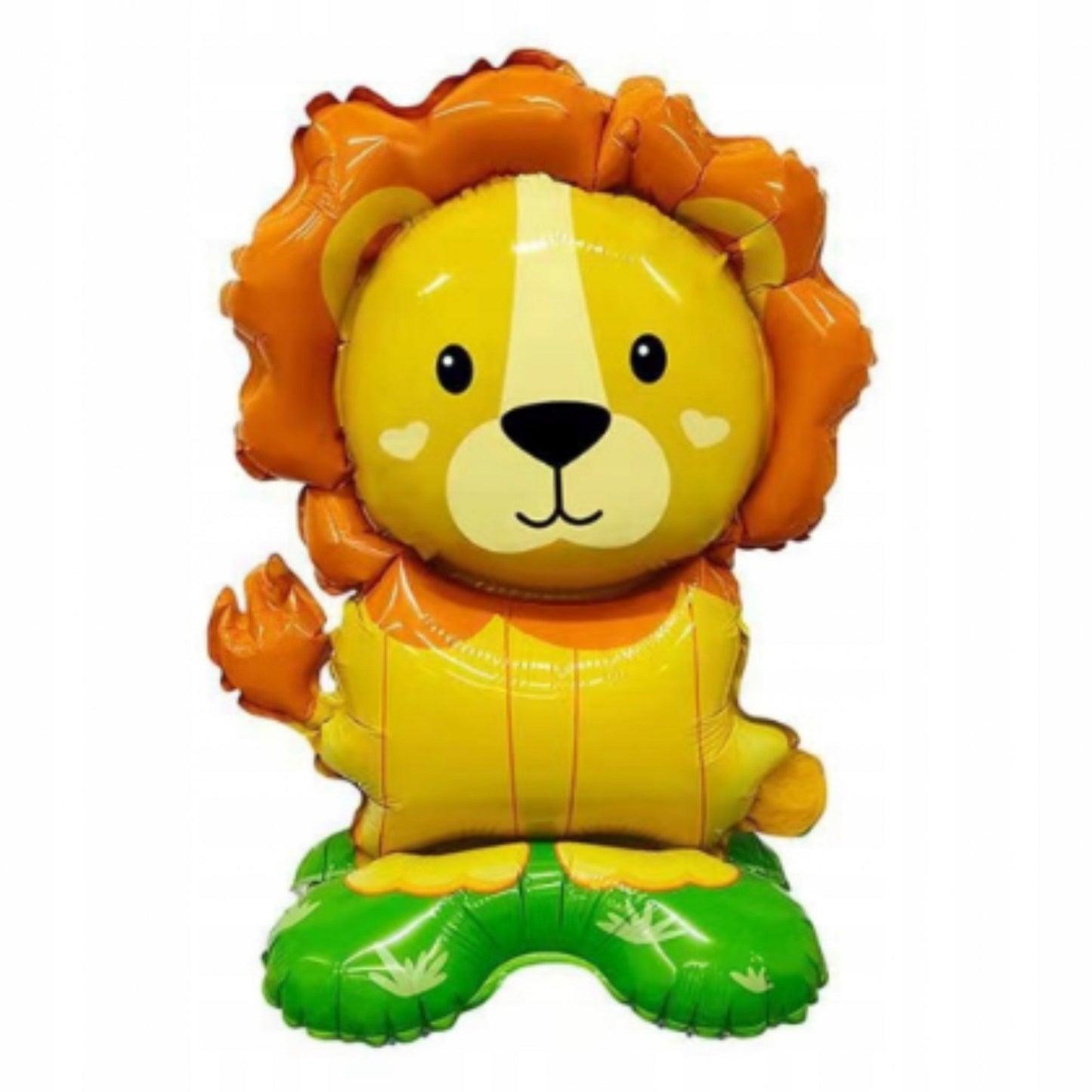Balon din Folie Metalizata, Mini Figurine Animalute, Model Leu, Tematica Aniversare, 39x58 cm, Ambalaj Individual, Pai Inclus, Umflare cu Aer sau Heliu, Multicolor
