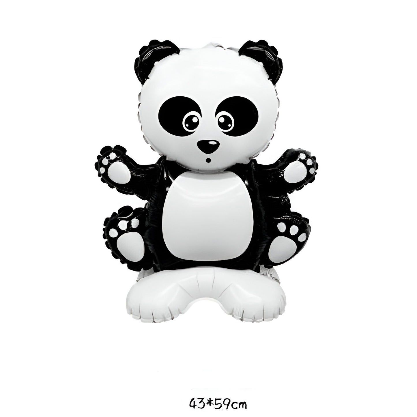 Balon din Folie Metalizata, Figurine Animăluțe, Model Panda, 43x59cm, Ambalaj Individual, Pai Inclus, Umflare cu Aer sau Heliu, Alb Negru