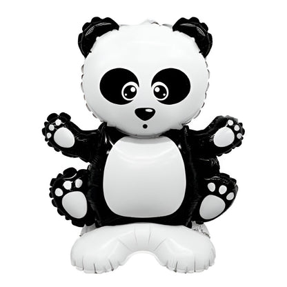 Balon din Folie Metalizata, Figurine Animăluțe, Model Panda, 43x59cm, Ambalaj Individual, Pai Inclus, Umflare cu Aer sau Heliu, Alb Negru