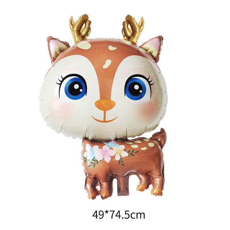 Balon din Folie Metalizata, Mini Figurine, Model Cerb, Tematica Aniversare, 49x74.5 cm, Ambalaj Individual, Pai Inclus, Umflare cu Aer sau Heliu, Maro