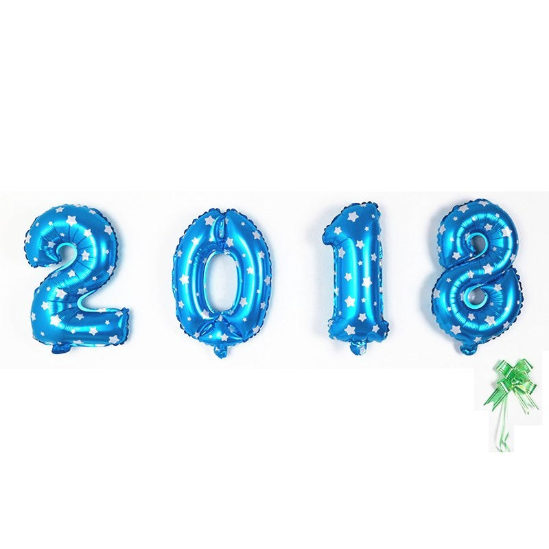 Balon din Folie Metalizata, Figurina Cifra, Imprimeu Stele, Tema Aniversare 80 cm, Ambalaj Individual, Pai inclus, Umflare cu Aer sau Heliu, Albastru, Cifra 2