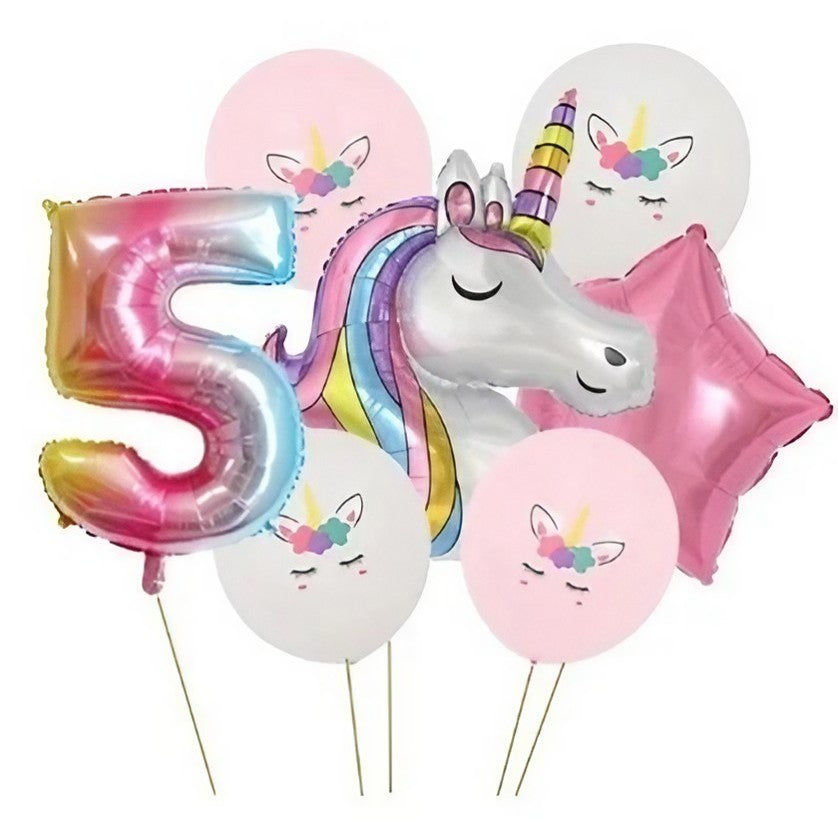 Balon din Folie Metalizata, Figurina Cifra, Tema Aniversare 40 cm, Ambalaj Individual, Pai inclus, Umflare cu Aer sau Heliu, Multicolor, Cifra 5