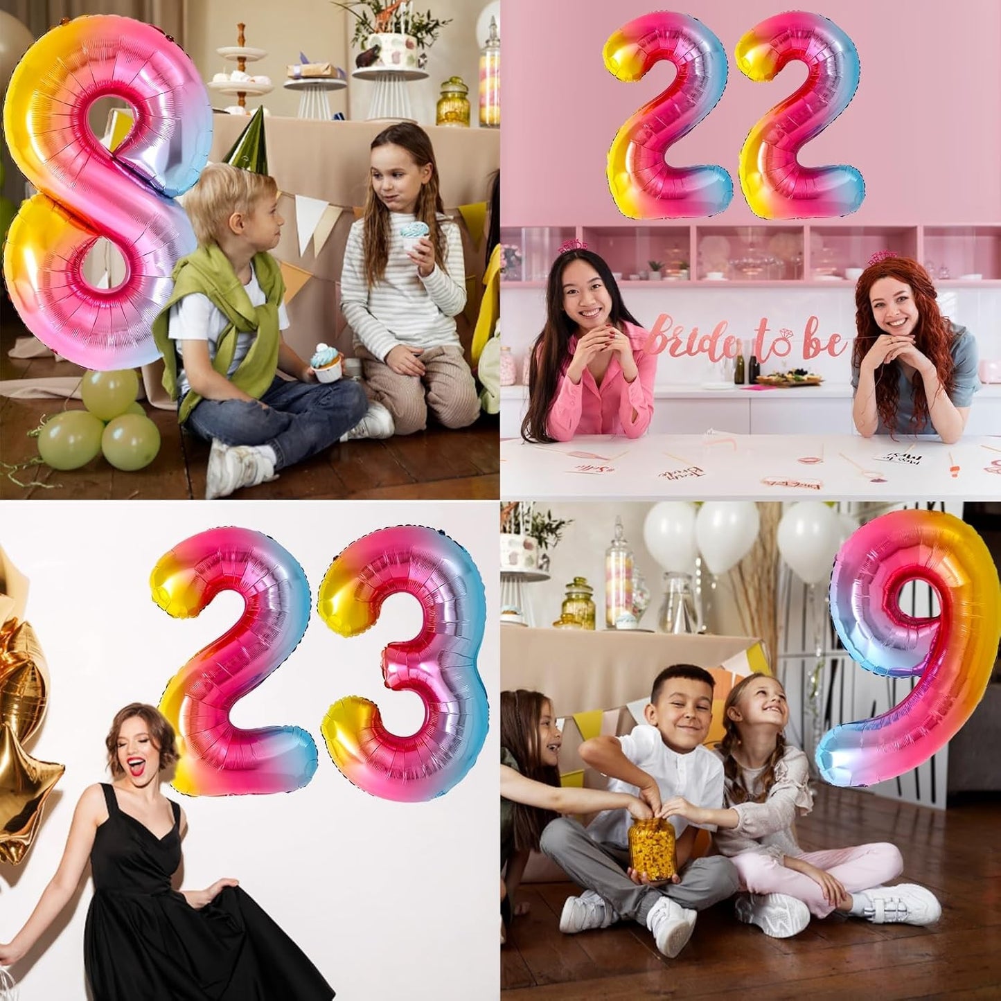 Balon din Folie Metalizata, Figurina Cifra, Tema Aniversare 40 cm, Ambalaj Individual, Pai inclus, Umflare cu Aer sau Heliu, Multicolor, Cifra 8
