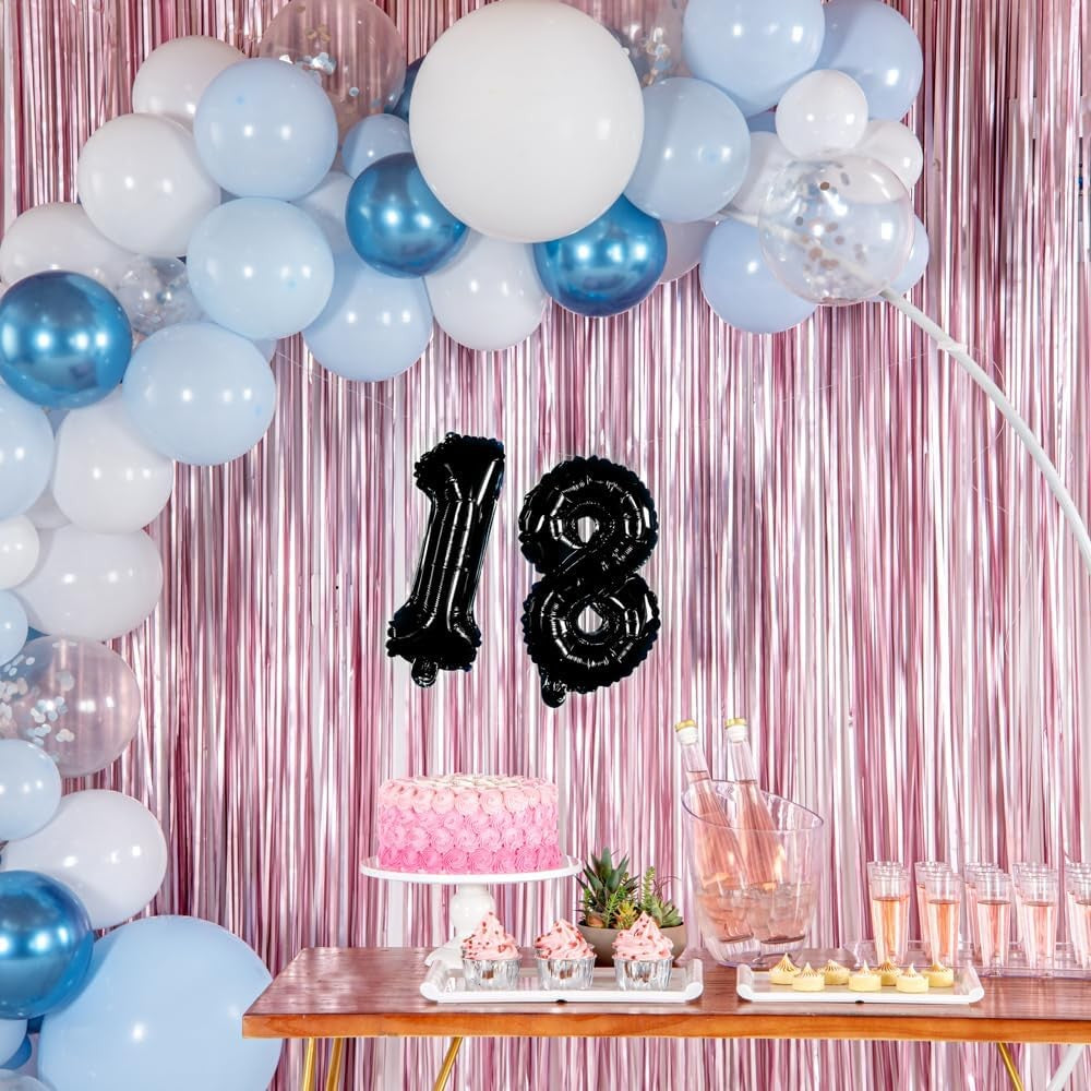 Balon din Folie Metalizata, Figurina Cifra, Tema Aniversare 40 cm, Ambalaj Individual, Pai inclus, Umflare cu Aer sau Heliu, Negru, Cifra 8