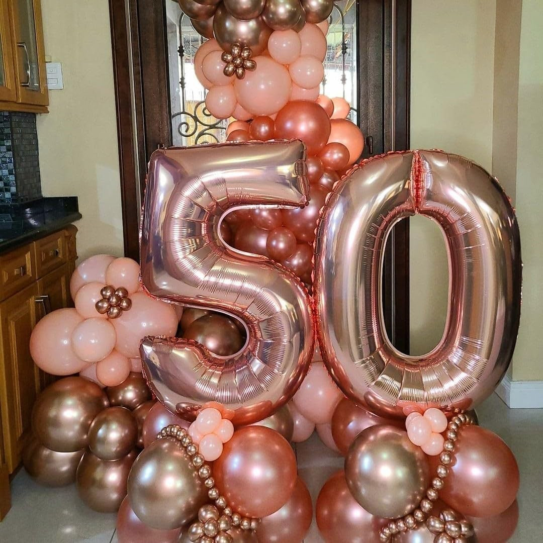 Balon din Folie Metalizata, Figurina Cifra, Tema Aniversare 80 cm, Ambalaj Individual, Pai inclus, Umflare cu Aer sau Heliu, Rose, Cifra 0