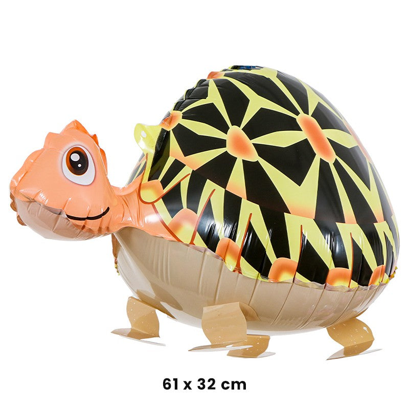 Balon din Folie Metalizata, Figurina Animata, Model Broasca Testoasa, 61x32 cm, Ambalaj Individual, Pai Inclus, Umflare cu Aer sau Heliu, Multicolor