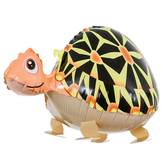 Balon din Folie Metalizata, Figurina Animata, Model Broasca Testoasa, 61x32 cm, Ambalaj Individual, Pai Inclus, Umflare cu Aer sau Heliu, Multicolor