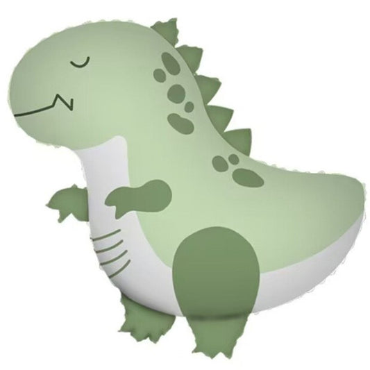 Balon din Folie Metalizata, Figurina Animata, Model Dinozaur, 55 x 54 cm, Ambalaj Individual, Pai Inclus, Umflare cu Aer sau Heliu, Verde