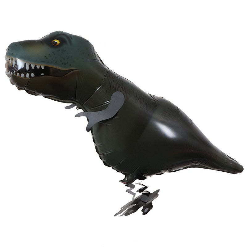 Balon din Folie Metalizata, Figurina Animata, Model Dinozaur, 97x48 cm, Ambalaj Individual, Pai Inclus, Umflare cu Aer sau Heliu, Negru