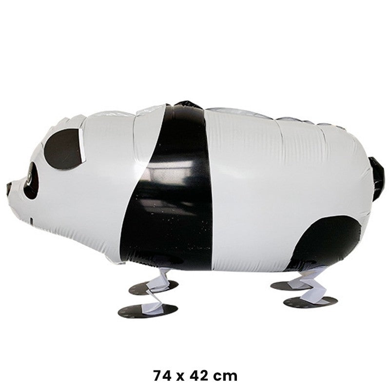 Balon din Folie Metalizata, Figurina Animata, Model Panda, 74x42 cm, Ambalaj Individual, Pai Inclus, Umflare cu Aer sau Heliu, Alb-negru
