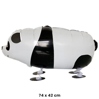 Balon din Folie Metalizata, Figurina Animata, Model Panda, 74x42 cm, Ambalaj Individual, Pai Inclus, Umflare cu Aer sau Heliu, Alb-negru
