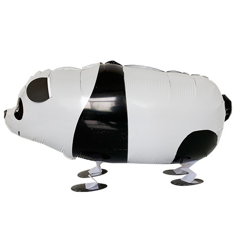 Balon din Folie Metalizata, Figurina Animata, Model Panda, 74x42 cm, Ambalaj Individual, Pai Inclus, Umflare cu Aer sau Heliu, Alb-negru