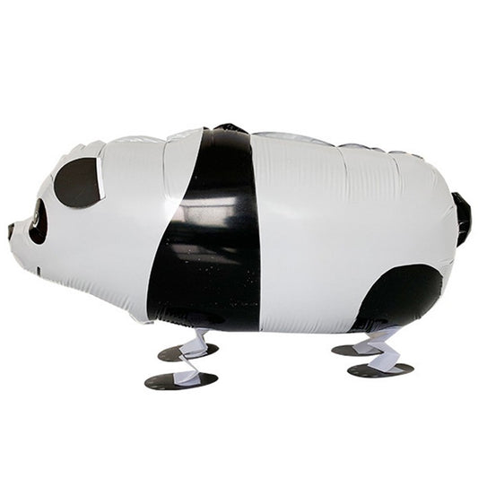 Balon din Folie Metalizata, Figurina Animata, Model Panda, 74x42 cm, Ambalaj Individual, Pai Inclus, Umflare cu Aer sau Heliu, Alb-negru