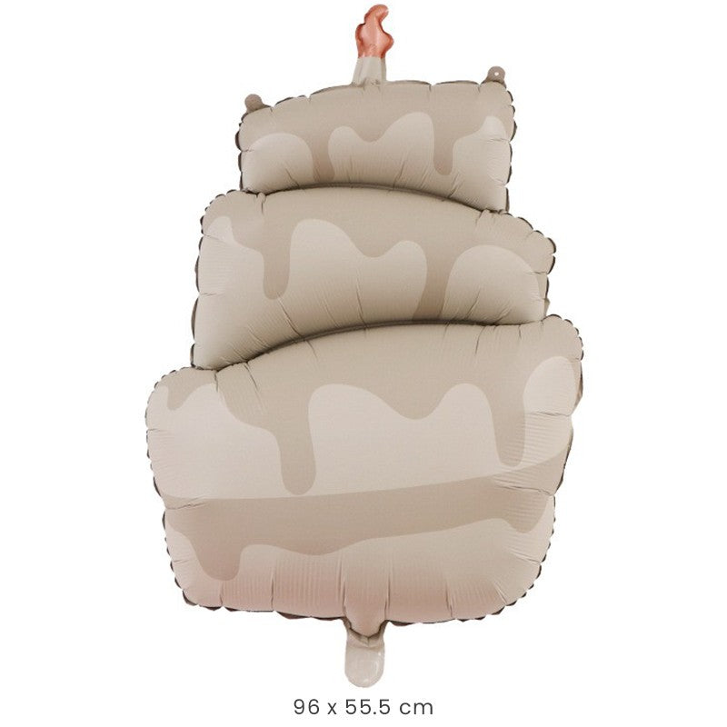 Balon din Folie Metalizata, Figurina Animata, Model Tort, 96 x 55.5 cm, Ambalaj Individual, Pai Inclus, Umflare cu Aer sau Heliu, Maro