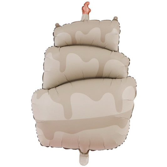 Balon din Folie Metalizata, Figurina Animata, Model Tort, 96 x 55.5 cm, Ambalaj Individual, Pai Inclus, Umflare cu Aer sau Heliu, Maro