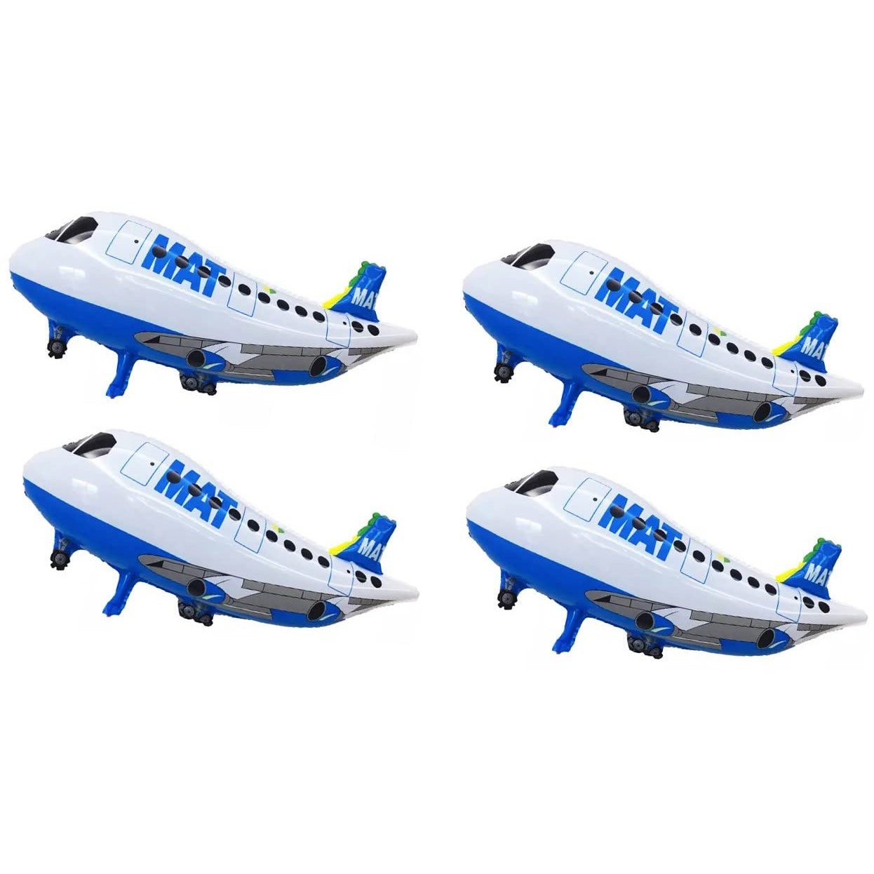 Balon din Folie Metalizata, Figurina Avion, Tema Aeronava, 44x82.5 cm, Ambalaj Individual, Pai Inclus, Umflare cu Aer sau Heliu, Alb