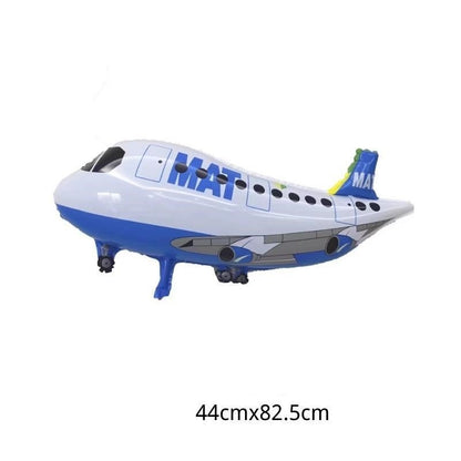 Balon din Folie Metalizata, Figurina Avion, Tema Aeronava, 44x82.5 cm, Ambalaj Individual, Pai Inclus, Umflare cu Aer sau Heliu, Alb